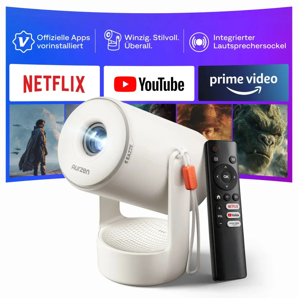 Aurzen EAZZE E1 miniprojektor 720P Netflix svart