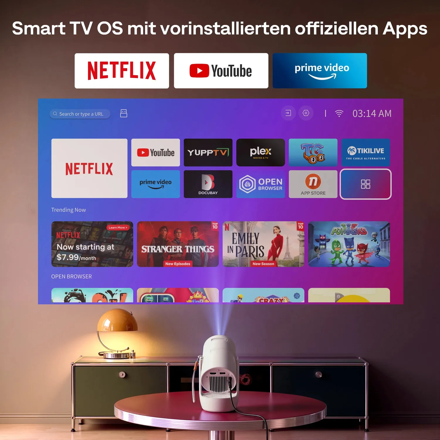 Aurzen EAZZE E1 miniprojektor 720P Netflix svart