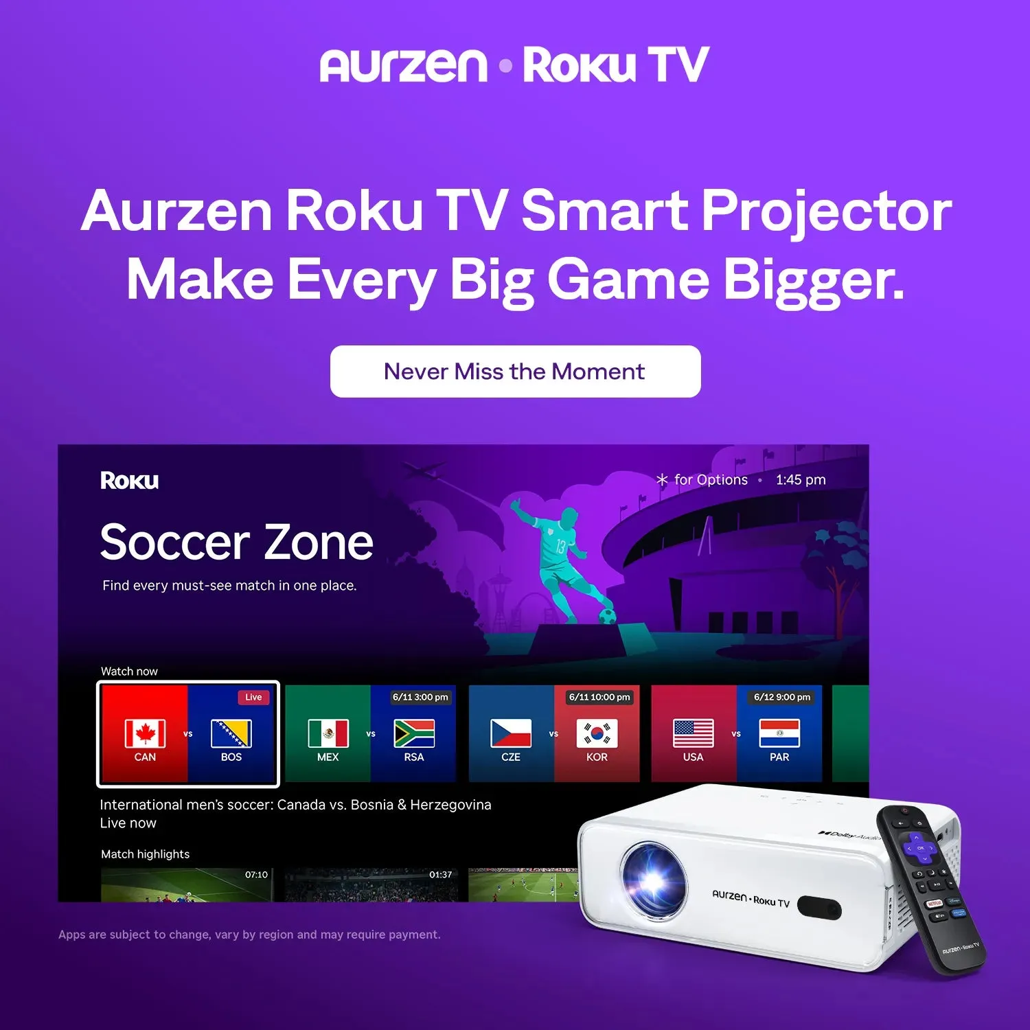 Aurzen EAZZE D1R Roku TV projektor 1080p