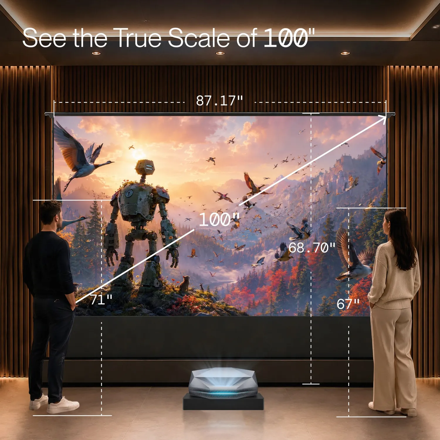 AWOL Vision Cinematic ALR motorisert gulvlerret 100" akustisk