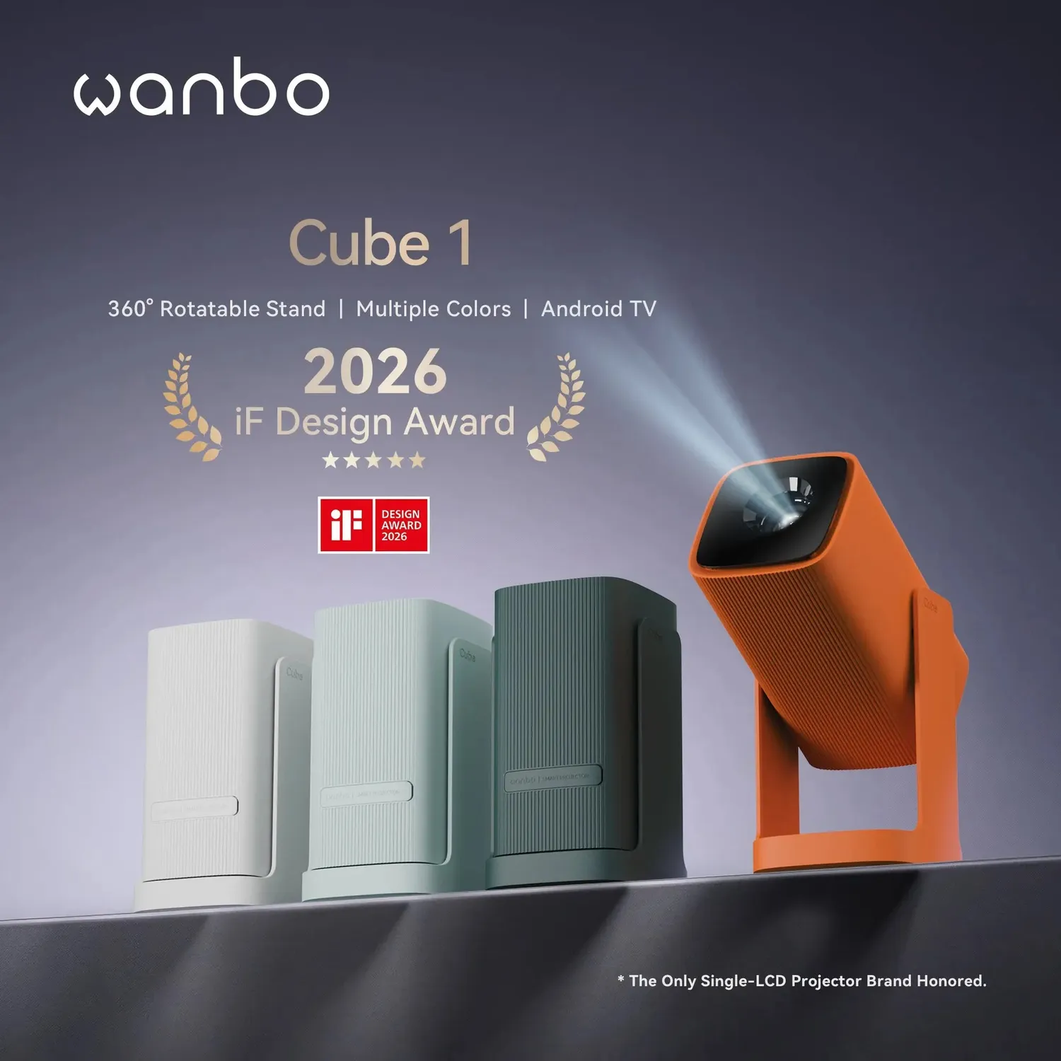 Wanbo Cube 1 projektor Android TV EU-plugg 360°