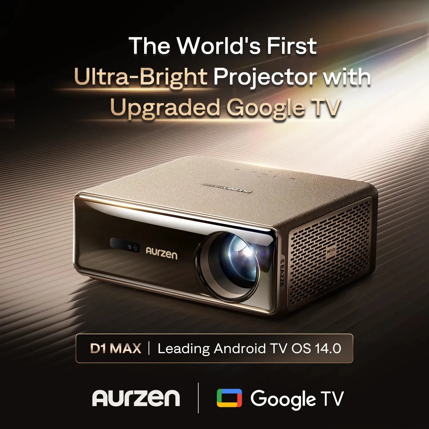 Aurzen EAZZE D1 MAX projektor 1080P Google TV brun