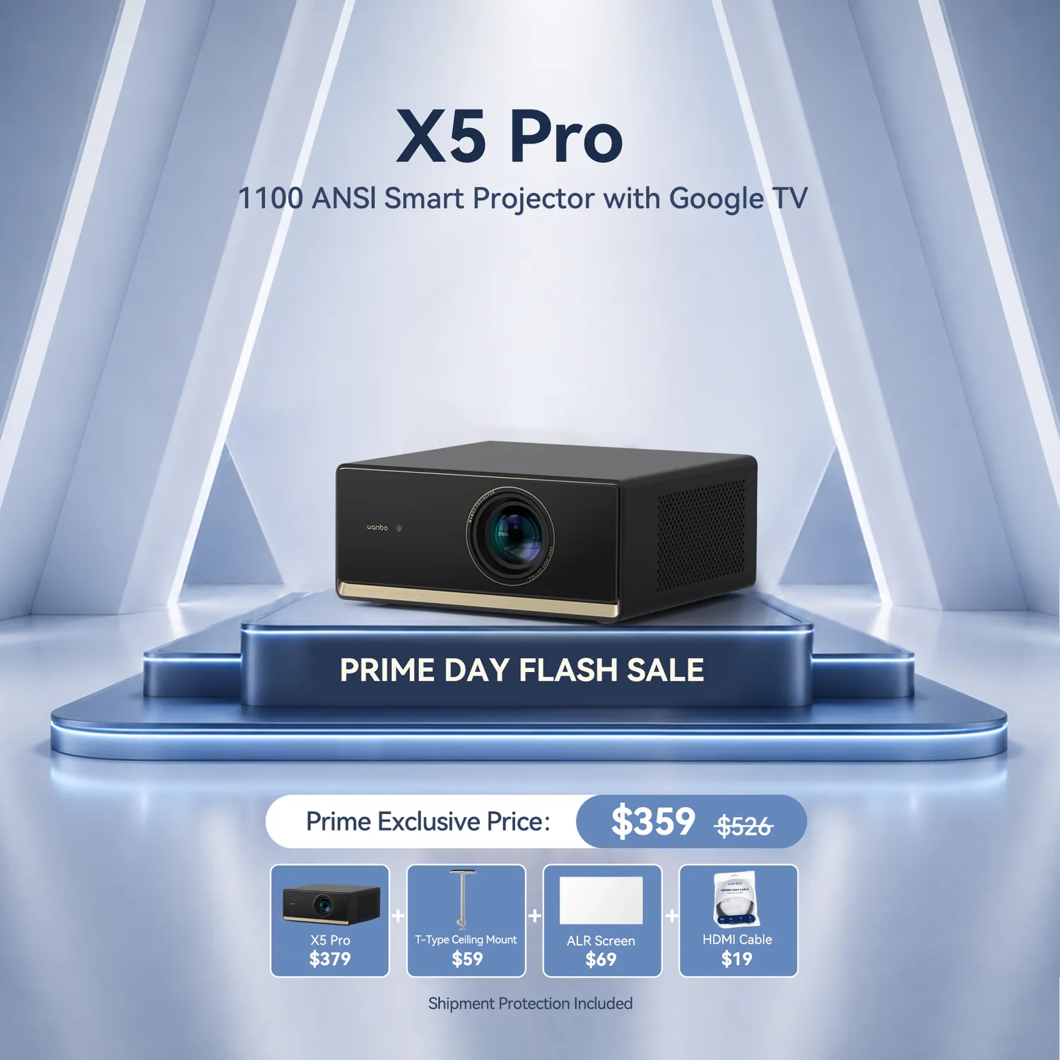 Wanbo X5 Pro 2025 projektor 1100 ANSI bordstativ EU