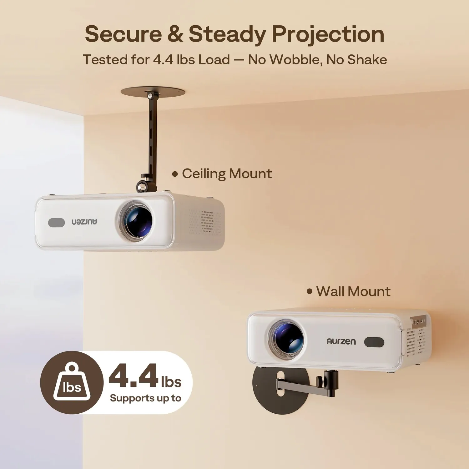 Aurzen PJ004PM projektorfeste vegg 360° svart