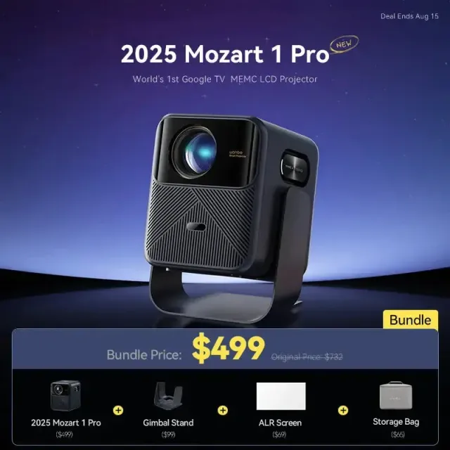 Wanbo Mozart 1 Pro projektor Google TV EU-plugg MEMC