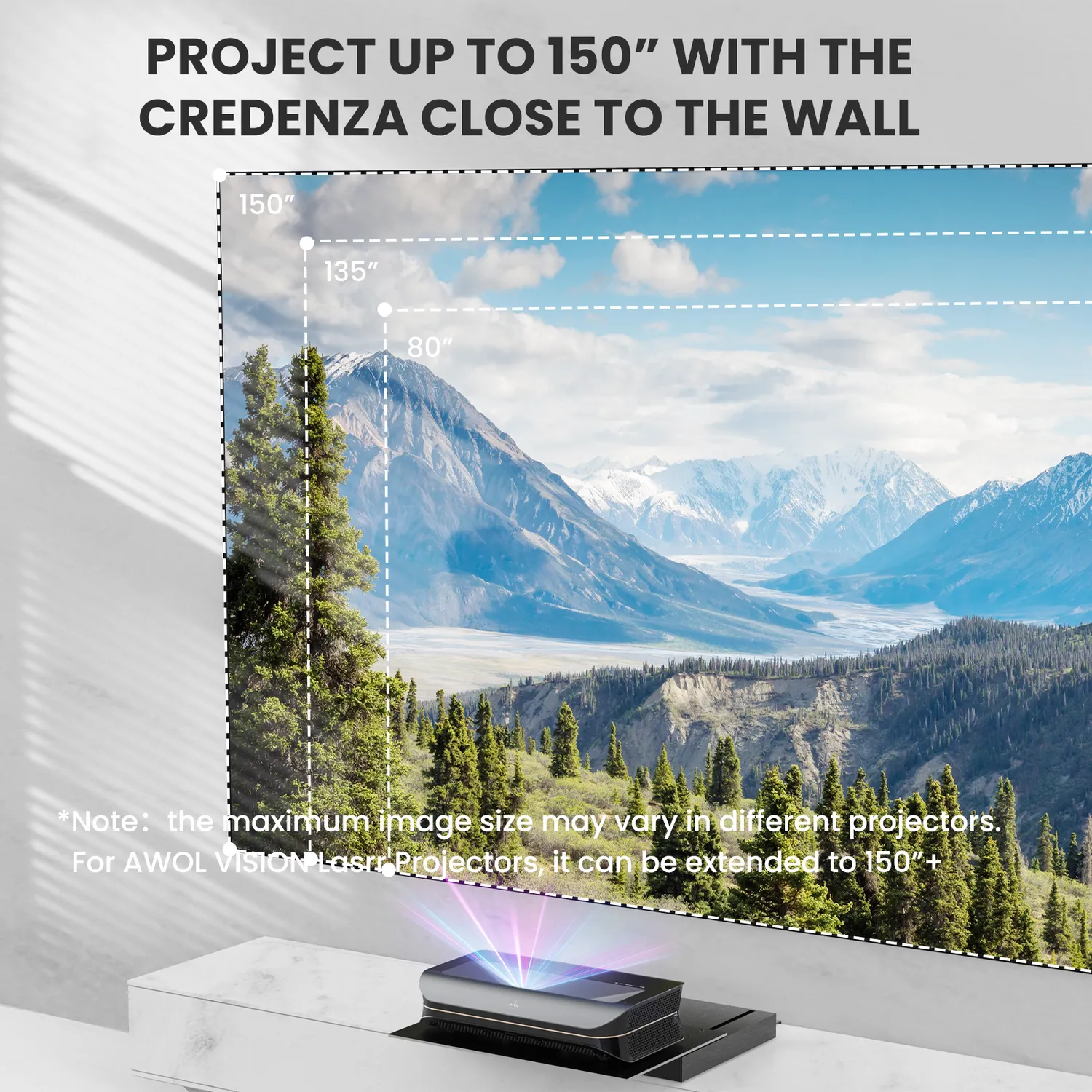 AWOL Vision ICA-150 motorisert hylle 150" UST