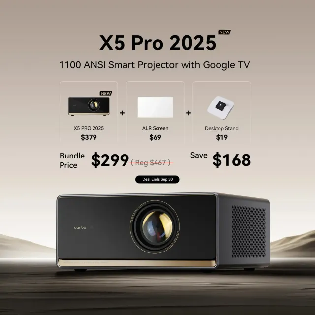 Wanbo X5 Pro projektor Google TV EU-plugg 1100 ANSI