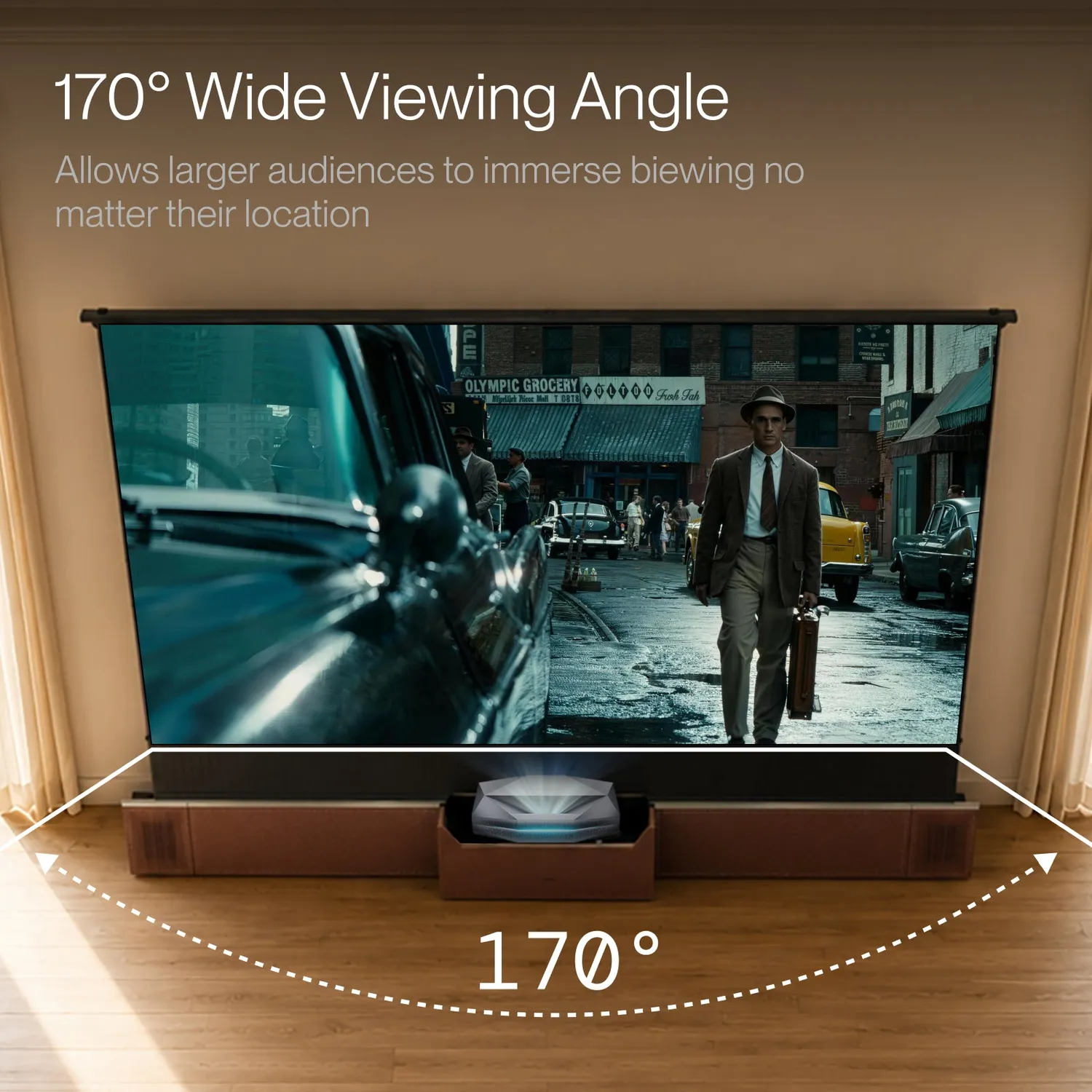 AWOL Vision Cinematic ALR motorisert gulvlerret 100" akustisk