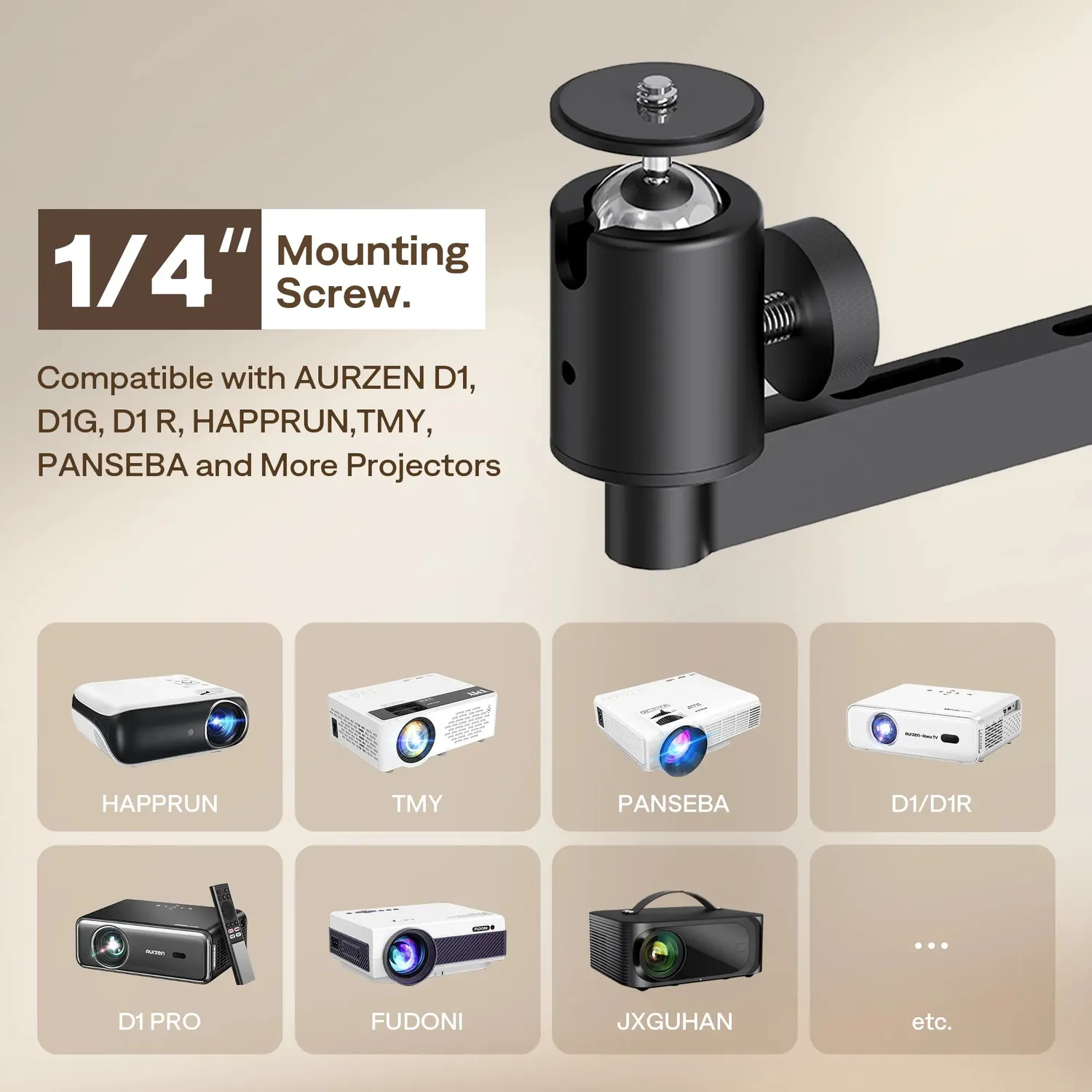 Aurzen PJ004PM projektorfeste vegg 360° svart
