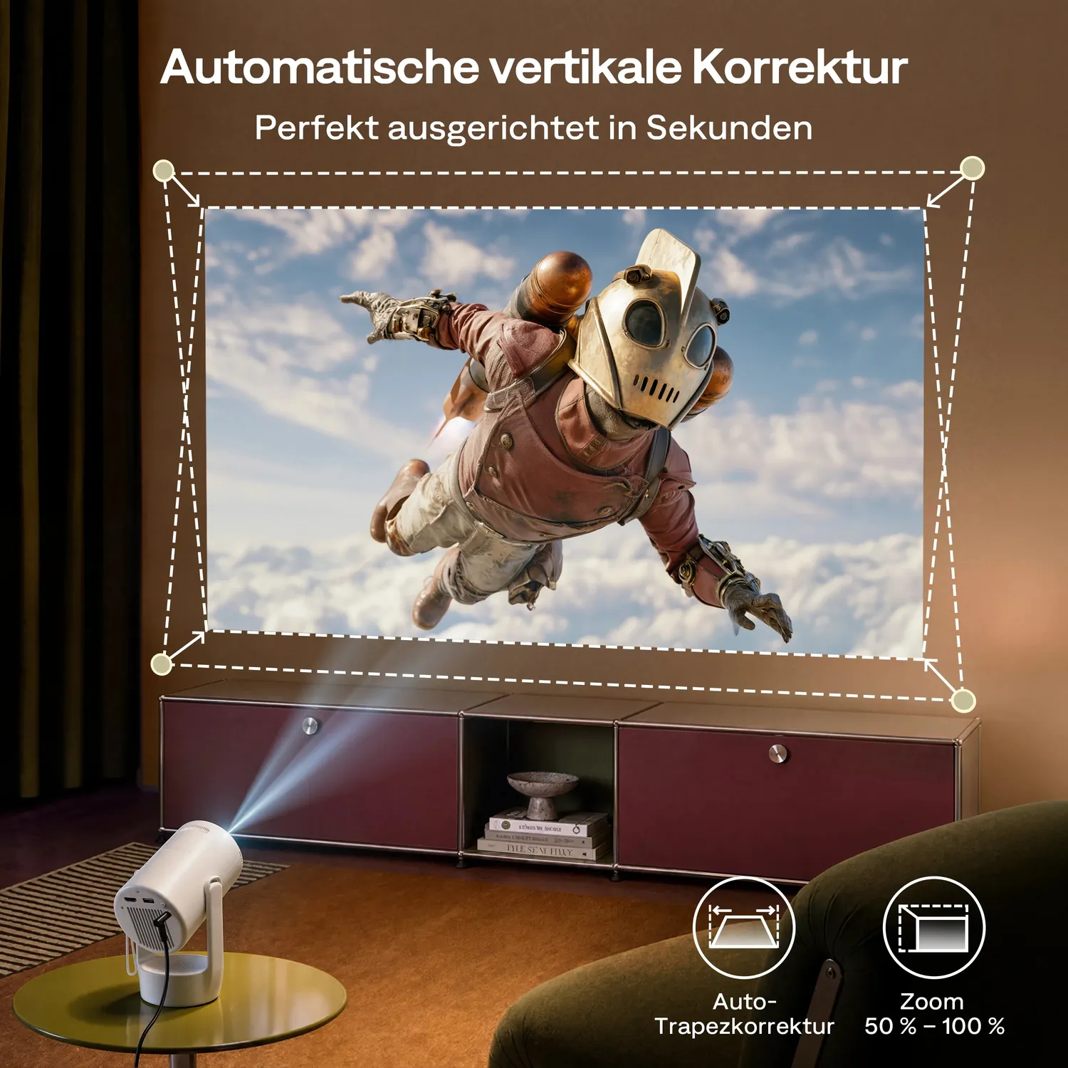 Aurzen EAZZE E1 miniprojektor 720P Netflix svart