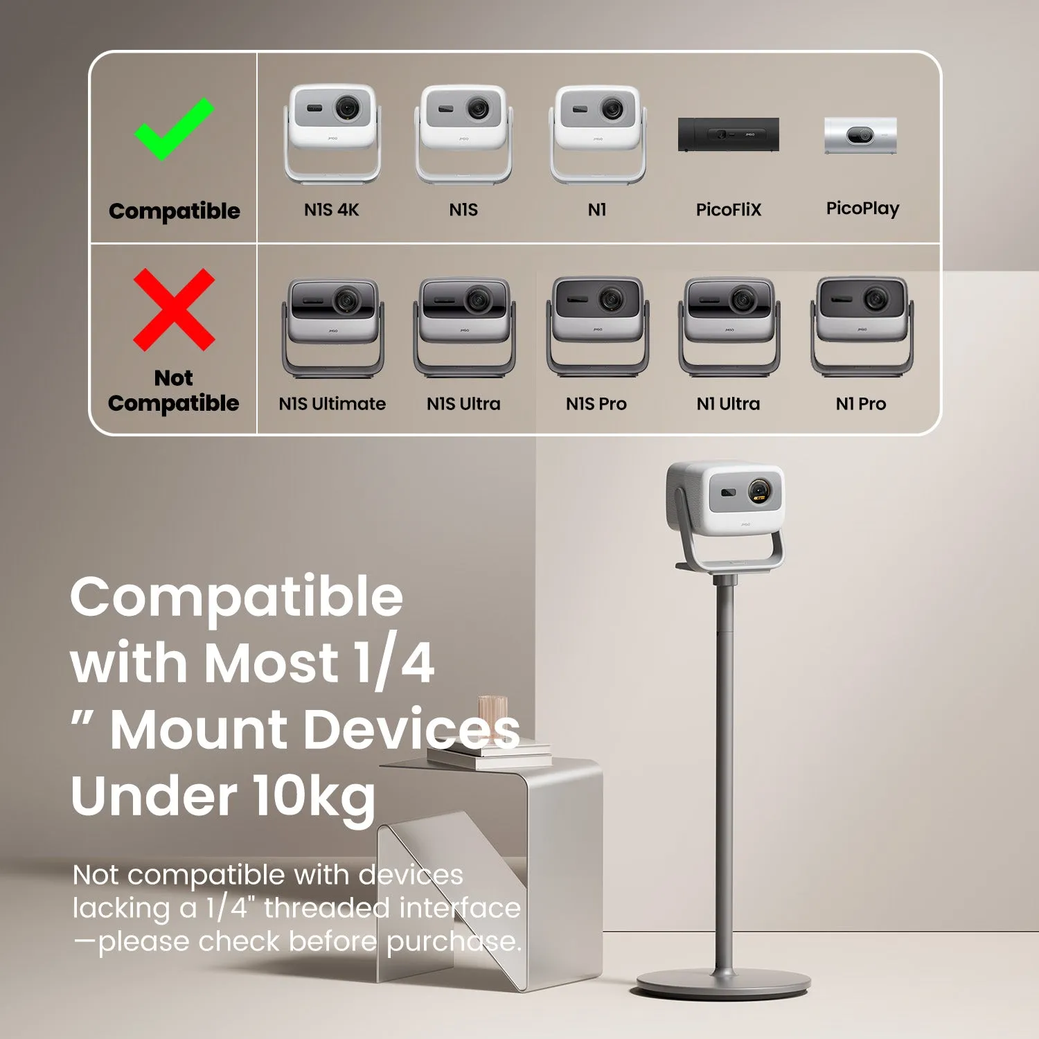 JMGO ministativ gulvstativ N1S PicoPlay aluminium