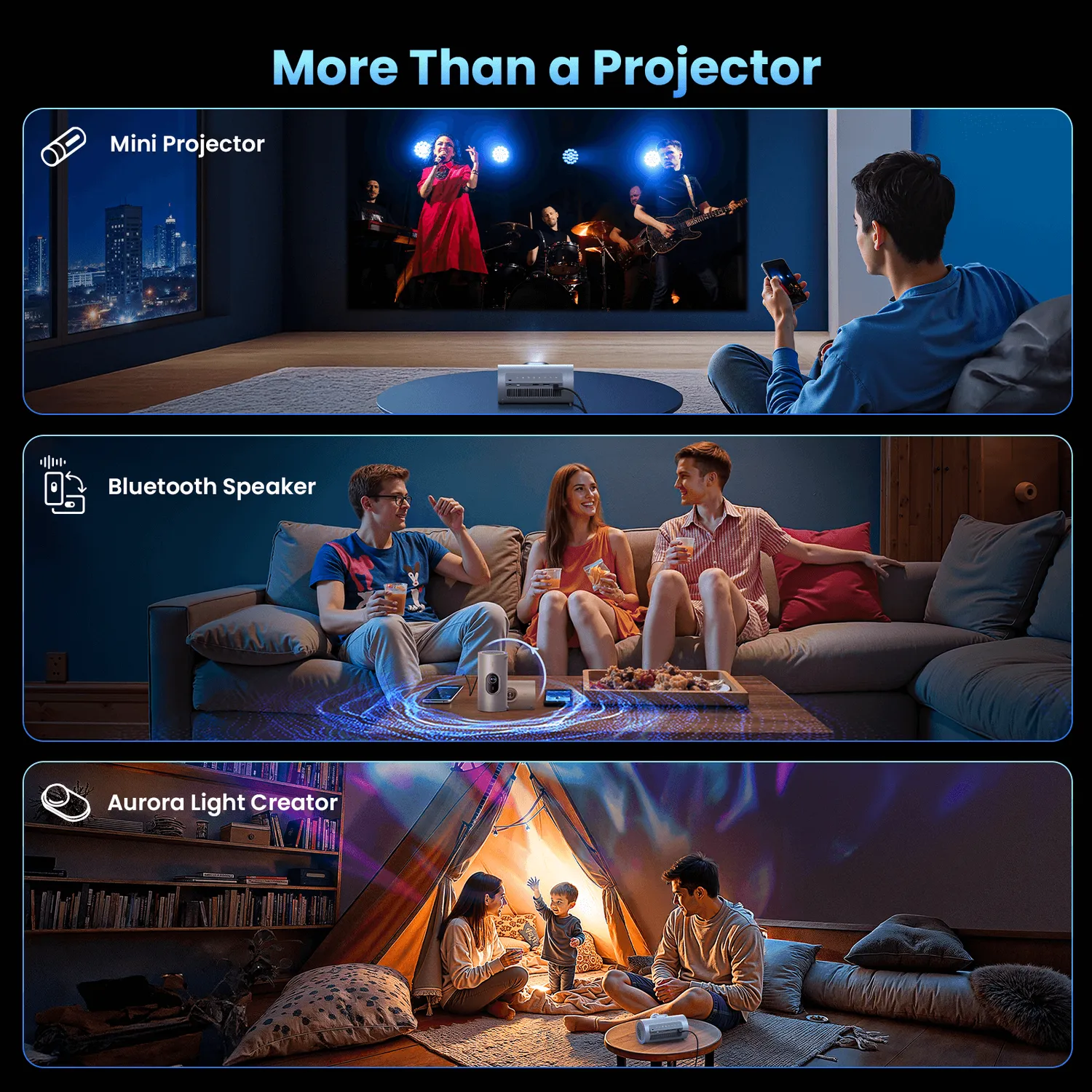 JMGO PicoPlay projektor 1080P 200" 3D-briller
