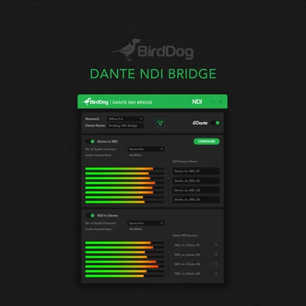 BirdDog Dante NDI Bridge programvare Windows