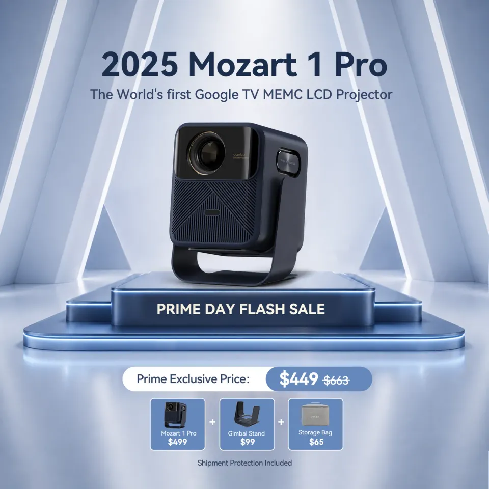 Wanbo Mozart 1 Pro 2025 projektor 1200 ANSI stativveske