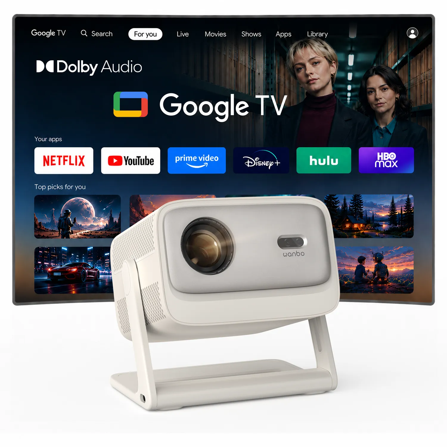 Wanbo Vali 1 Pro projektor Google TV EU 900 ANSI