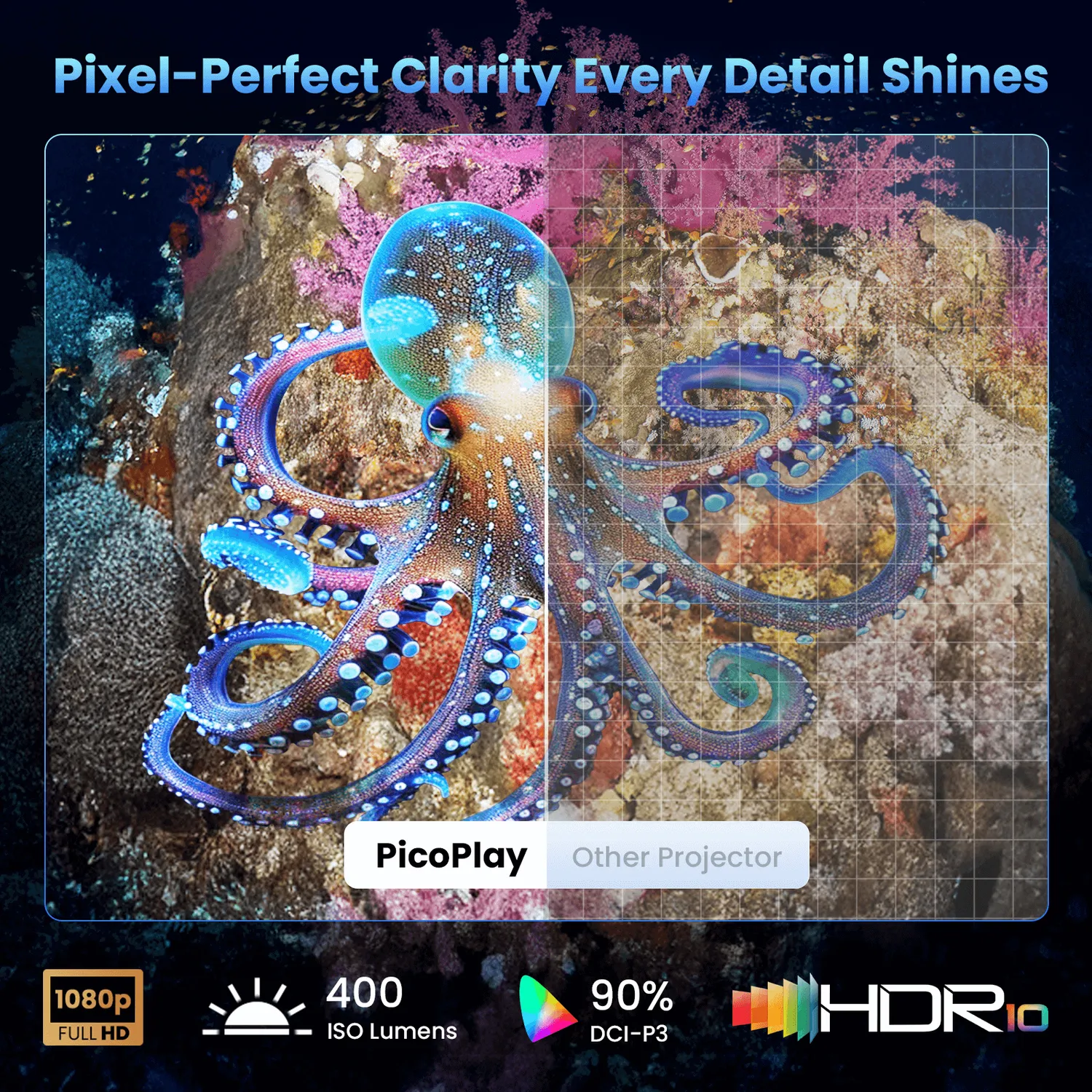 JMGO PicoPlay projektor 1080P 200" 3D-briller