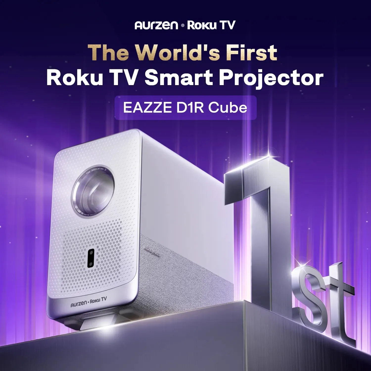 Aurzen EAZZE D1R Cube projektor 1080P Roku TV