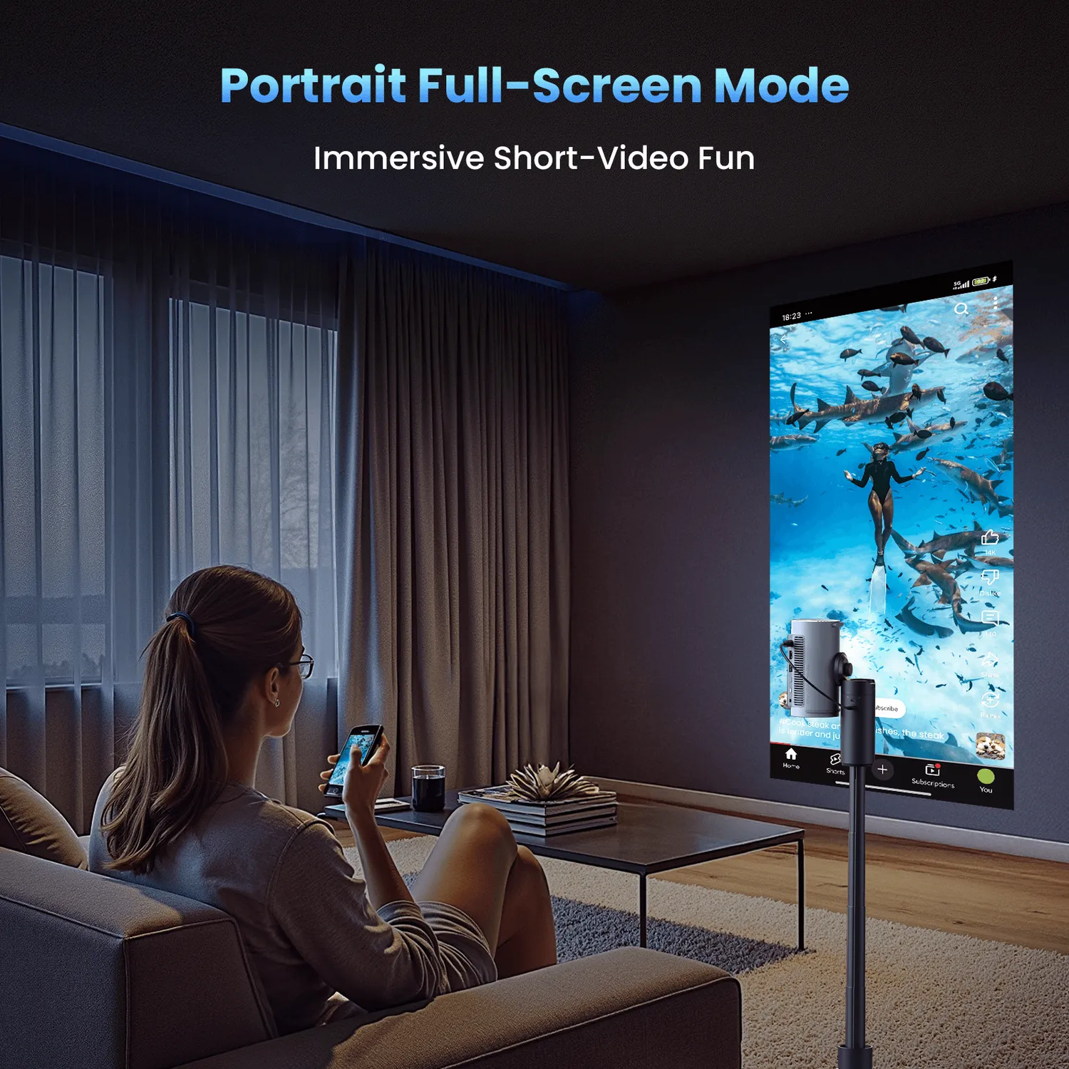 JMGO PicoPlay projektor 1080P 200" 3D-briller