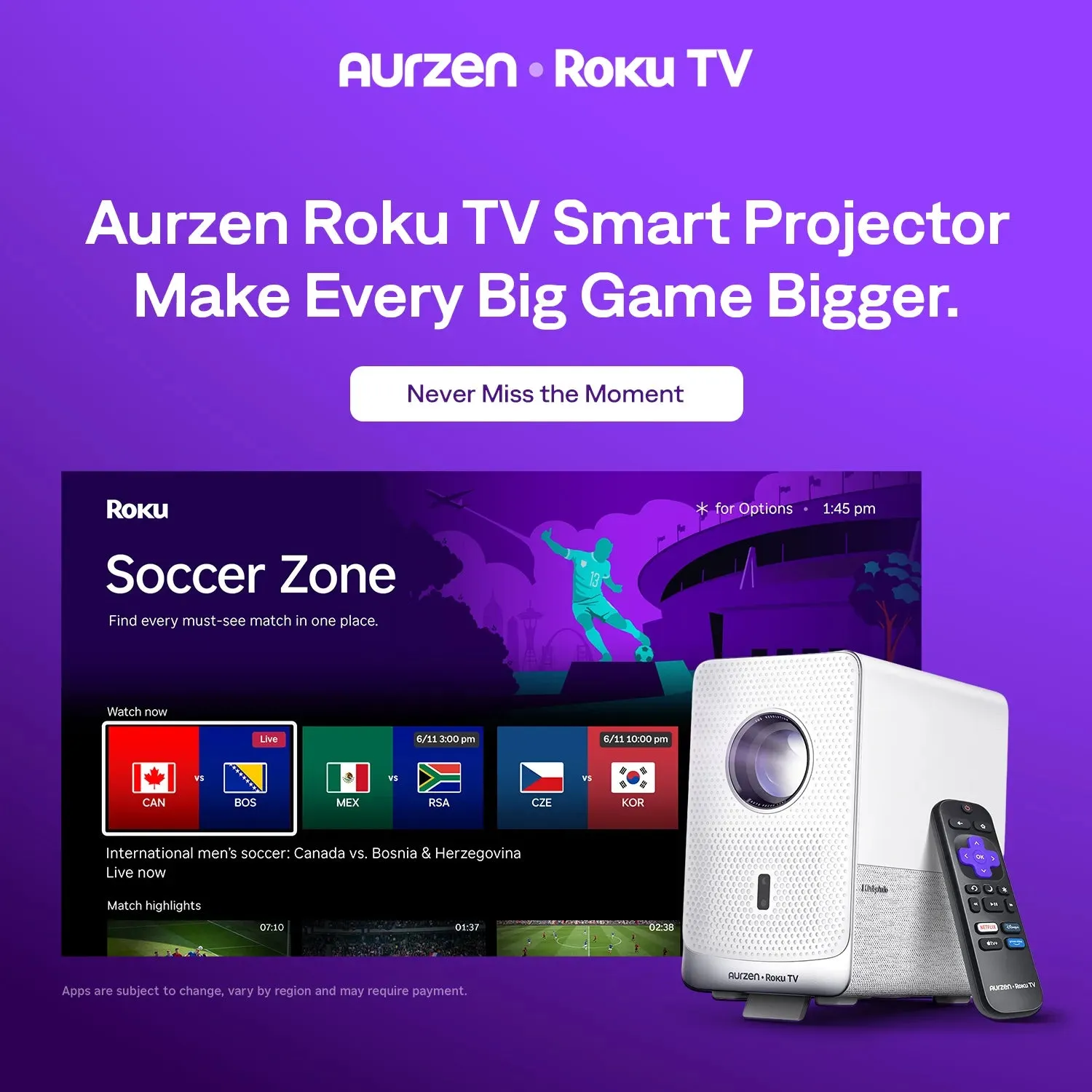 Aurzen EAZZE D1R Cube projektor 1080P Roku TV