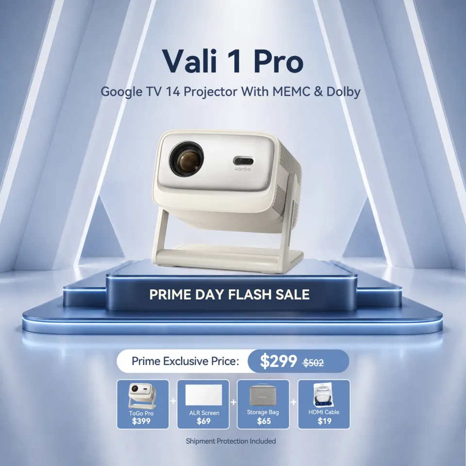 Wanbo Vali 1 Pro projektor Google TV 900 ANSI EU