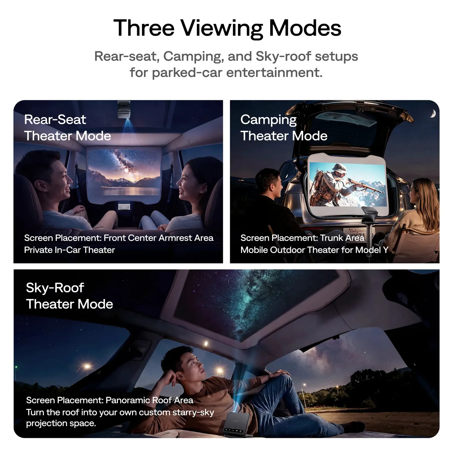Aurzen TravelPlay AutoCinema lerret Tesla Model Y