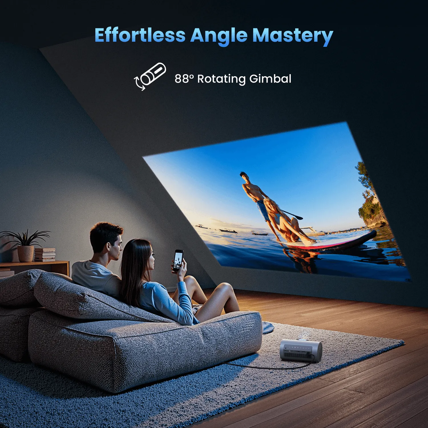JMGO PicoPlay projektor 1080P 200" 3D-briller